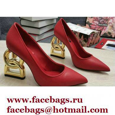 Dolce & Gabbana Heel 10.5cm Leather Pumps Red with DG Pop Heel 2021